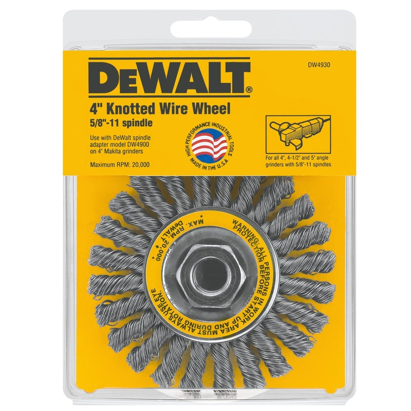 DeWalt High Performance 4 in. Coarse Knotted Wire Wheel Brush Carbon Steel 20000 rpm