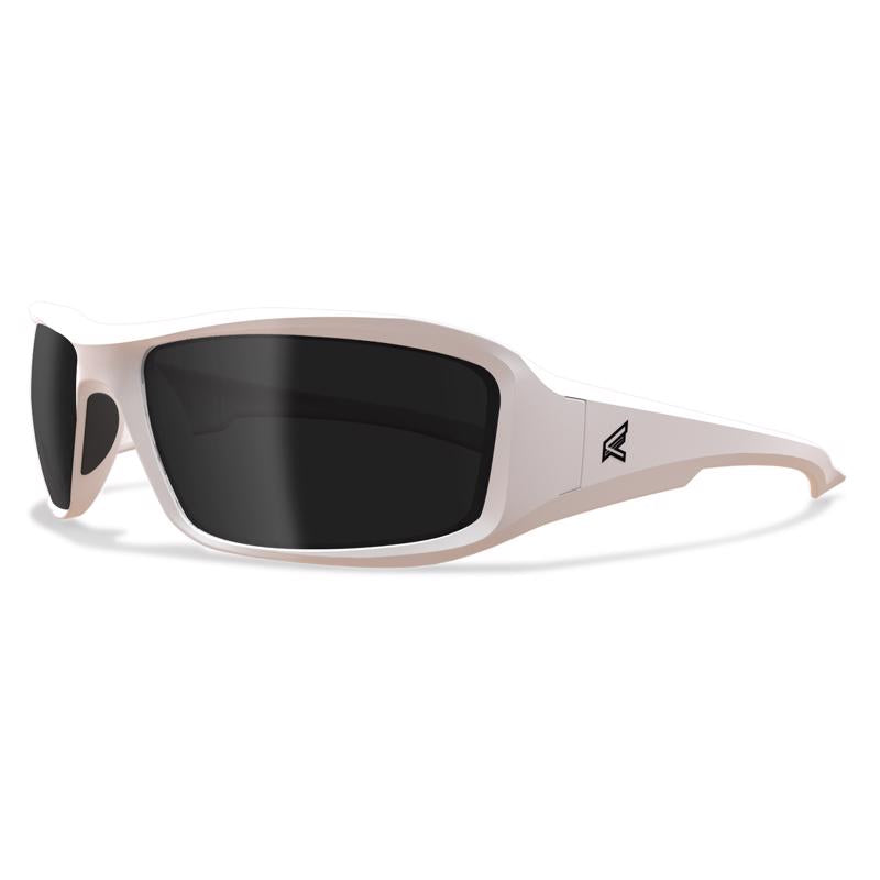Edge Eyewear Brazeau Anti-Fog Wraparound Safety Glasses Smoke Lens White Frame