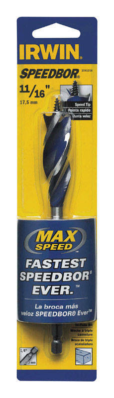Irwin Speedbor 11/16 in. X 6 in. L Carbon Steel Wood Boring Bit Quick-Change Hex Shank