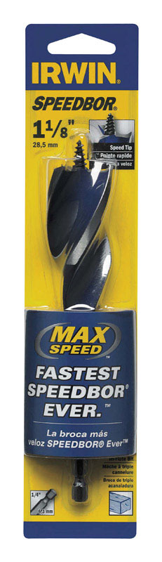 Irwin Speedbor 1-1/8 in. X 6 in. L Carbon Steel Wood Boring Bit Quick-Change Hex Shank