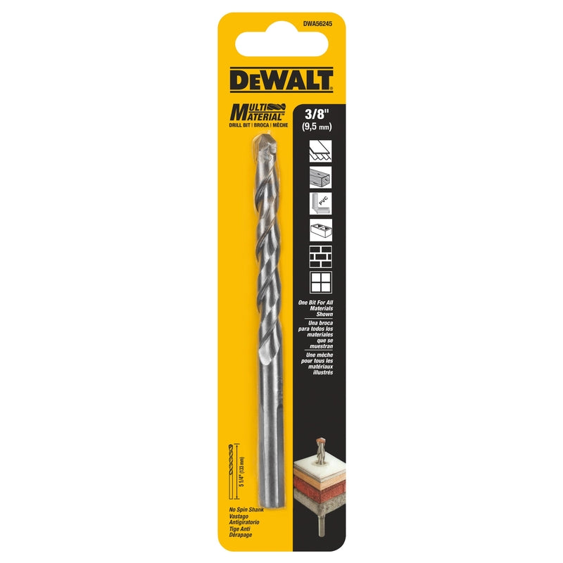 DeWalt 3/8 in. X 5-1/4 in. L Carbide Tipped Masonry Drill Bit Hex Shank