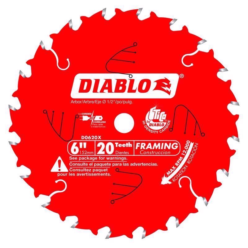 Diablo Tracking Point 6-1/2 in. D X 5/8 in. TiCo Hi-Density Carbide Framing Blade 24 teeth