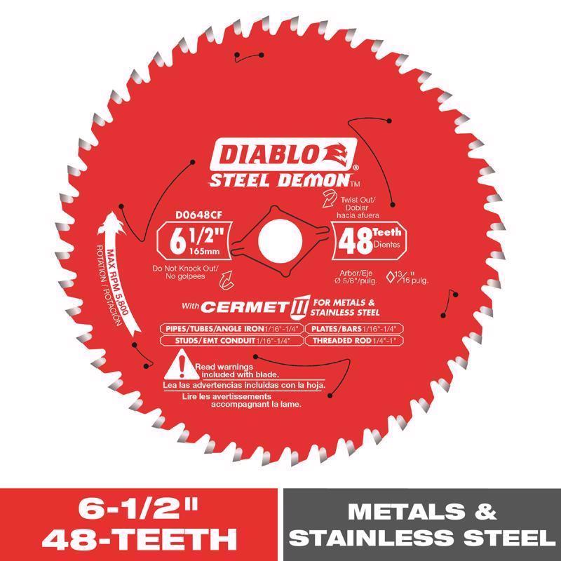 Diablo Steel Demon 6-1/2 in. D X 5/8 in. Stainless Steel Metal Saw Blade 48 teeth