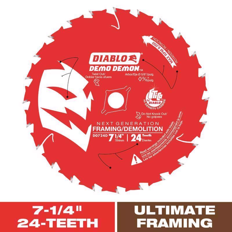 Diablo Demo Demon 7-1/4 in. D X 5/8 in. TiCo Hi-Density Carbide Circular Saw Blade 24 teeth