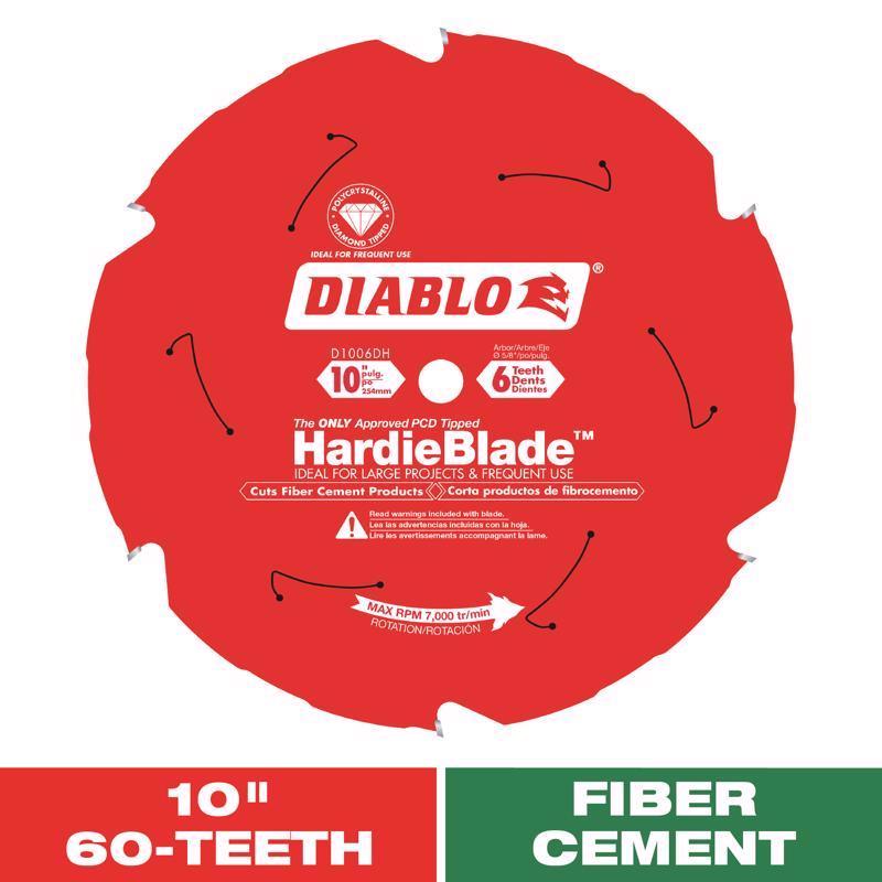 Diablo HardieBlade 10 in. D X 5/8 in. PCD Fiber Cement Blade 6 teeth