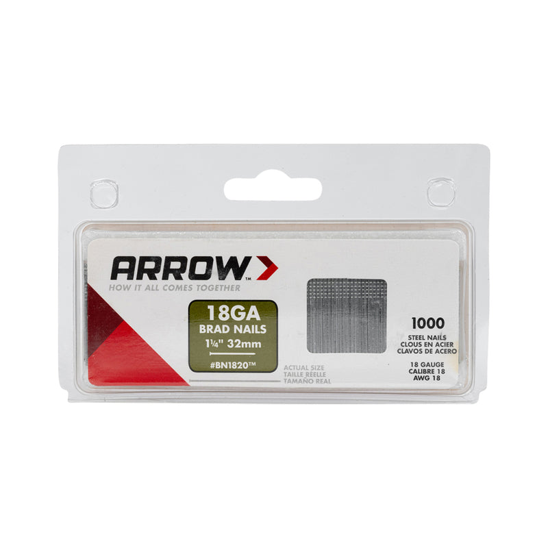 Arrow BN18 18 Ga. X 1-1/4 in. L Galvanized Steel Brad Nails 1000 pk 0.65 lb