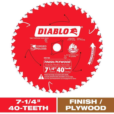 Diablo 7-1/4 in. D X 5/8 in. TiCo Hi-Density Carbide Circular Saw Blade 40 teeth