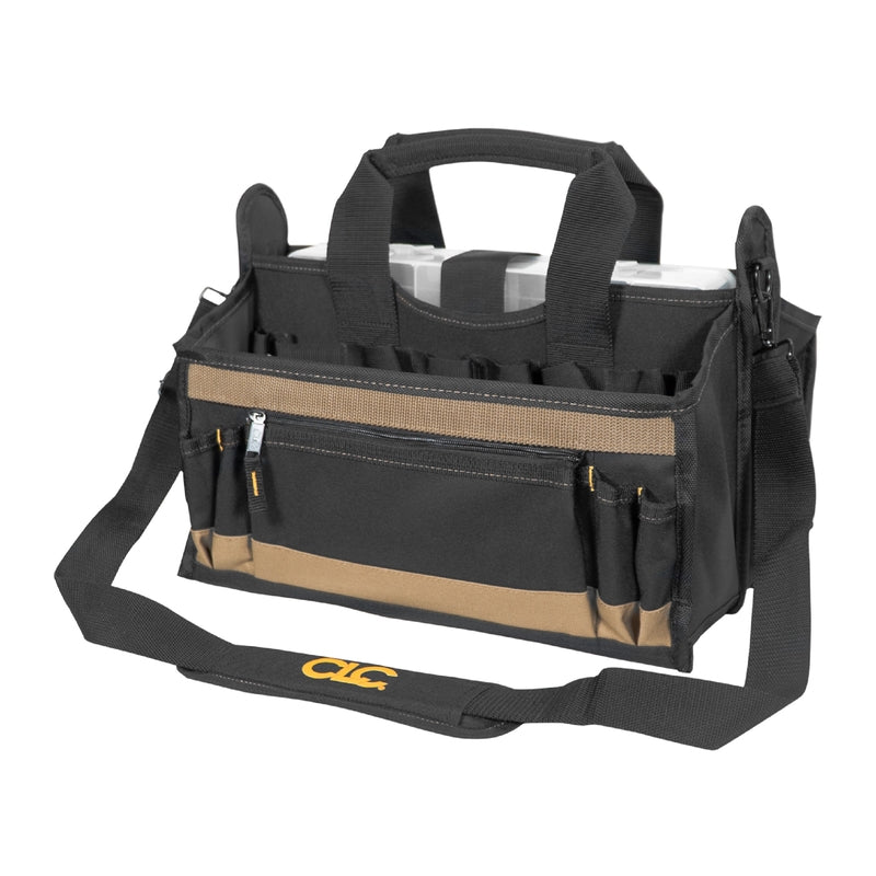 CLC 9 in. W X 16 in. H Polyester Tool Bag 17 pocket Black/Tan