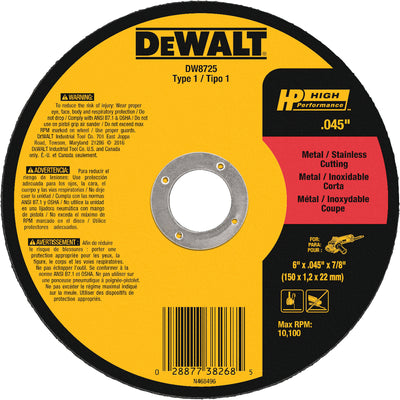 DeWalt High Performance 6 in. D X 7/8 in. Aluminum Oxide Cut-Off Wheel