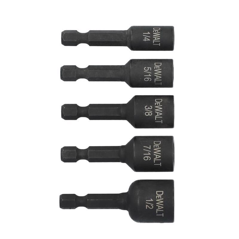 DeWalt ELITE SERIES Multi Size in. X 1-7/8 in. L Black Oxide Nut Setter Set 5 pc