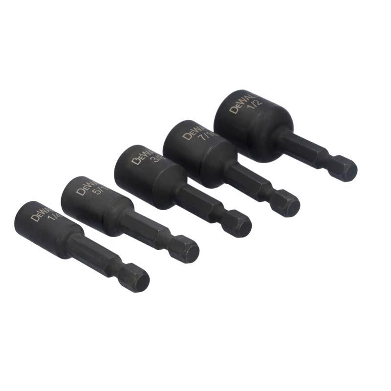 DeWalt ELITE SERIES Multi Size in. X 1-7/8 in. L Black Oxide Nut Setter Set 5 pc