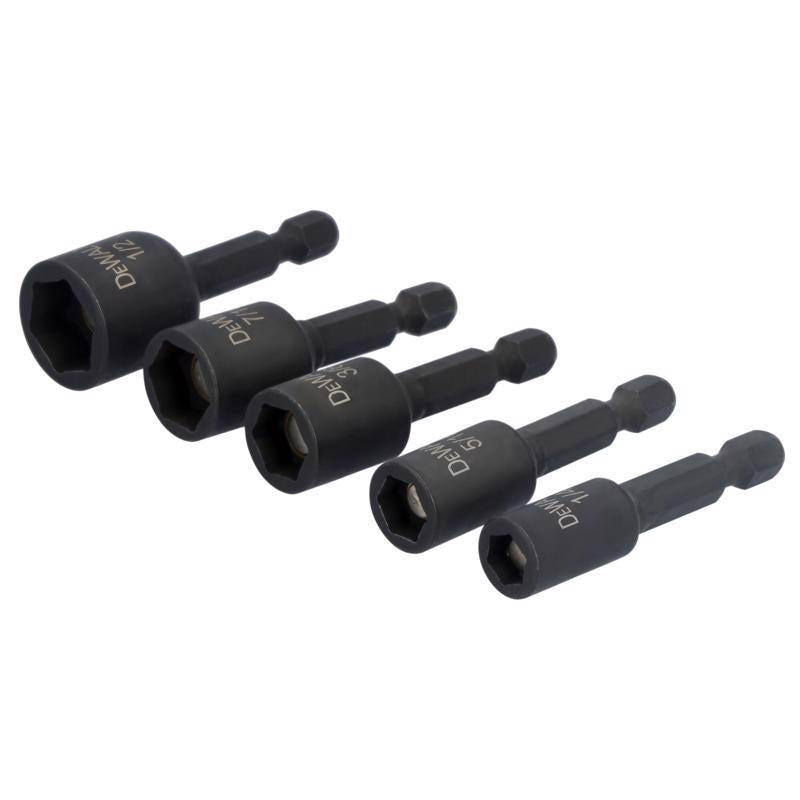 DeWalt ELITE SERIES Multi Size in. X 1-7/8 in. L Black Oxide Nut Setter Set 5 pc