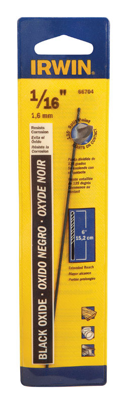Irwin 1/16 in. X 6 in. L High Speed Steel Split Point Drill Bit Straight Shank