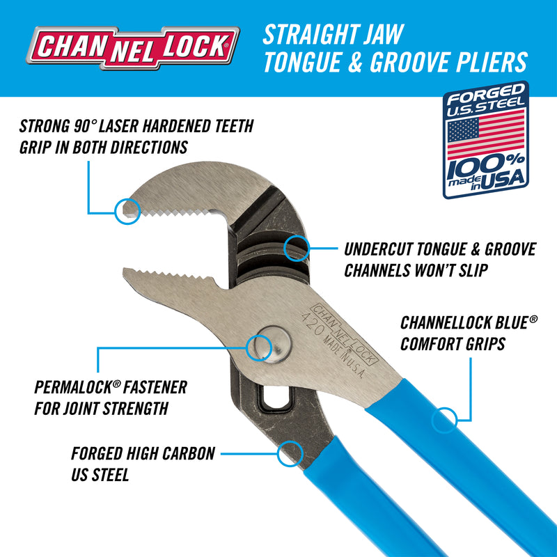 Channellock Permalock 9-1/2 in. Steel Tongue and Groove Pliers