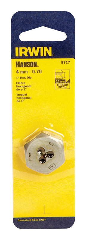 Irwin Hanson High Carbon Steel Metric Hexagon Die 4 - 0.70 mm