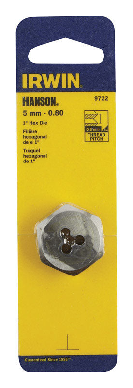 Irwin Hanson High Carbon Steel Metric Hexagon Die 5 - 0.80 mm