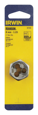 Irwin Hanson High Carbon Steel Metric Hexagon Die 8 - 1.25 mm