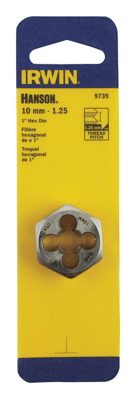Irwin Hanson High Carbon Steel Metric Hexagon Die 10 - 1.25 mm