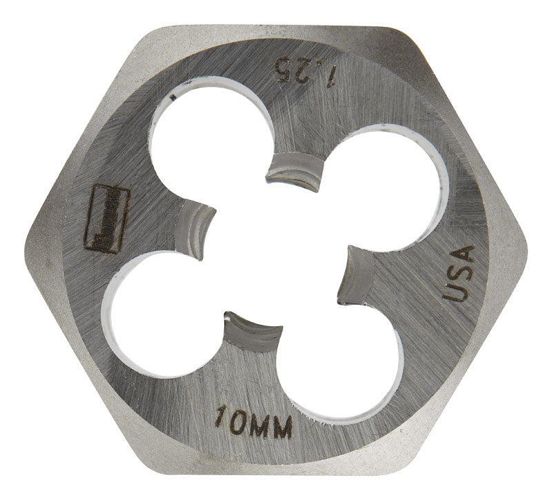 Irwin Hanson High Carbon Steel Metric Hexagon Die 10 - 1.25 mm
