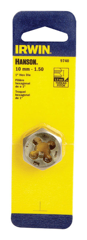 Irwin Hanson High Carbon Steel Metric Hexagon Die 10 - 1.50 mm