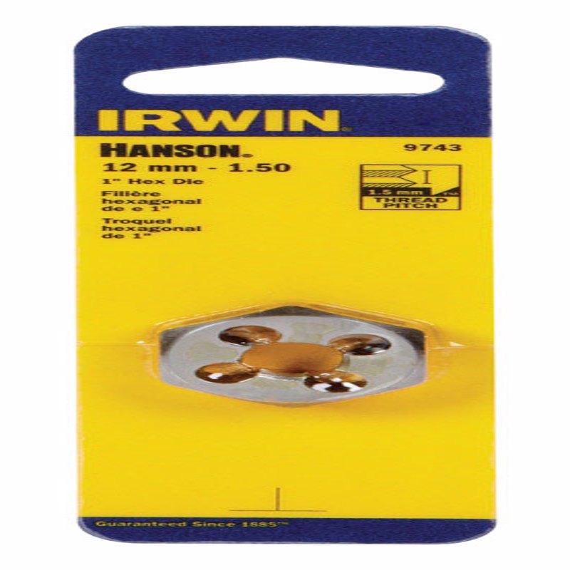 Irwin Hanson High Carbon Steel Metric Hexagon Die 12 - 1.50 mm