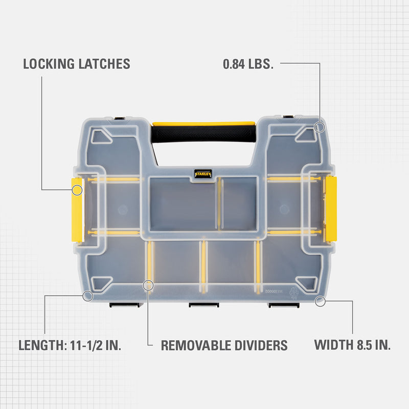 Stanley SortMaster 8.5 in. W X 2.9 in. H Storage Organizer Plastic 8 compartments Black/Yellow