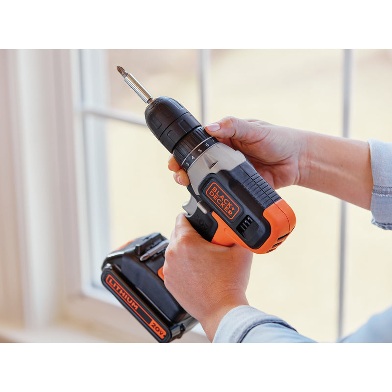 Black+Decker 20V MAX 3/8 in. Brushed Cordless Drill/Driver Kit (Battery & Charger)