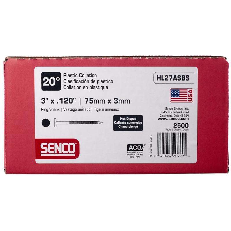 Senco 3 in. L X 16 Ga. Angled Strip Hot-Dip Galvanized Framing Nails 20 deg 2500 pk