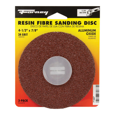 Forney 4.5 in. Aluminum Oxide Adhesive Sanding Disc 24 Grit 3 pk
