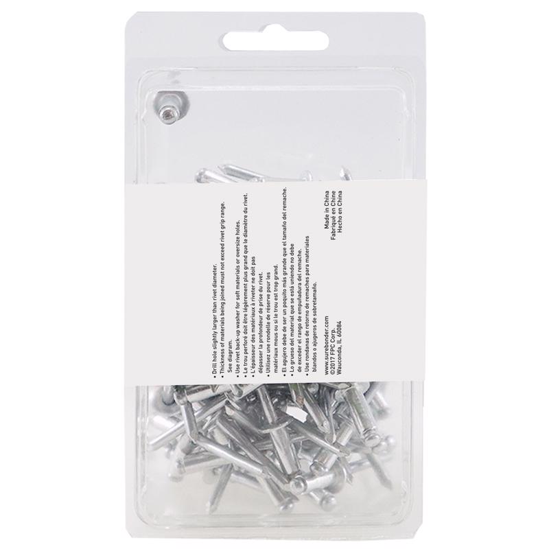 Surebonder 1/4 in. D X 3/8 in. Aluminum Rivets Silver 100 pk