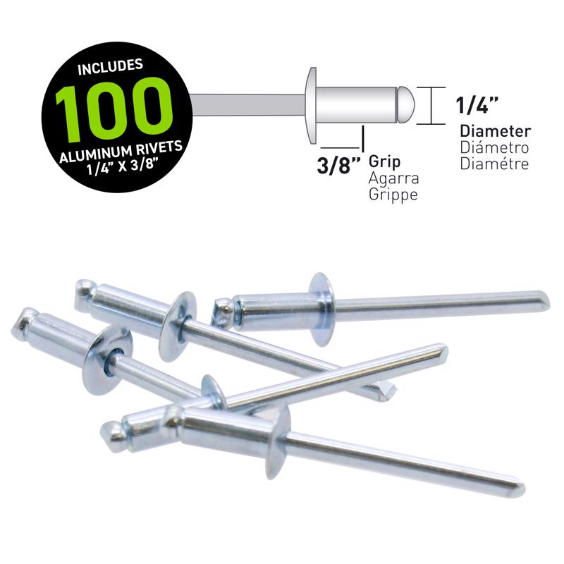 Surebonder 1/4 in. D X 3/8 in. Aluminum Rivets Silver 100 pk