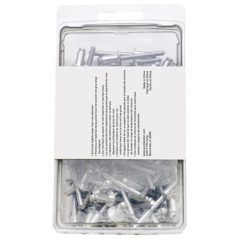 Surebonder 1/4 in. D X 1/4 in. Aluminum Rivets Silver 100 pk