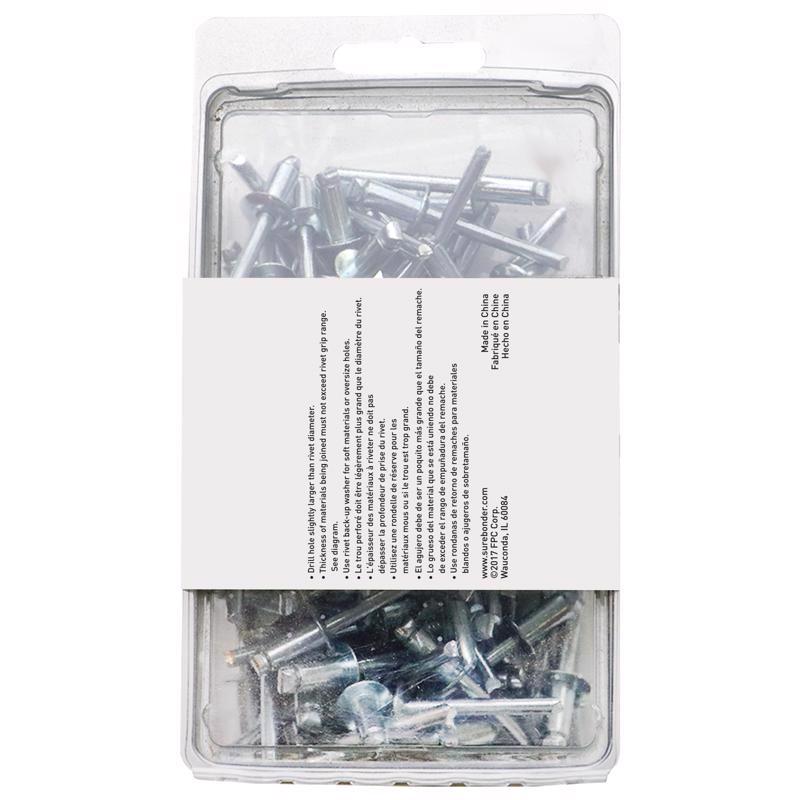 Surebonder 1/4 in. D X 1/4 in. Steel Rivets Silver 100 pc