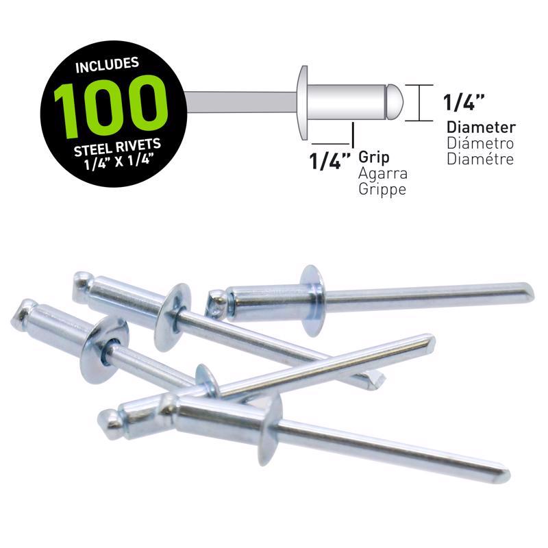 Surebonder 1/4 in. D X 1/4 in. Steel Rivets Silver 100 pc