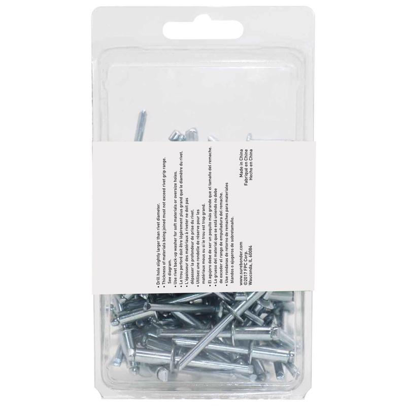 Surebonder 1/4 in. D X 1/4 in. Steel Rivets Silver 100 pk