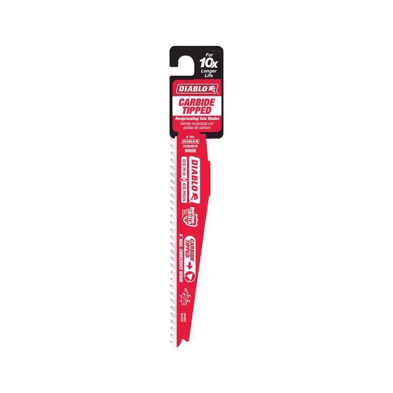 Diablo Demo Demon 6 in. Carbide Tipped Nail-Embedded Wood Reciprocating Saw Blade 6 TPI