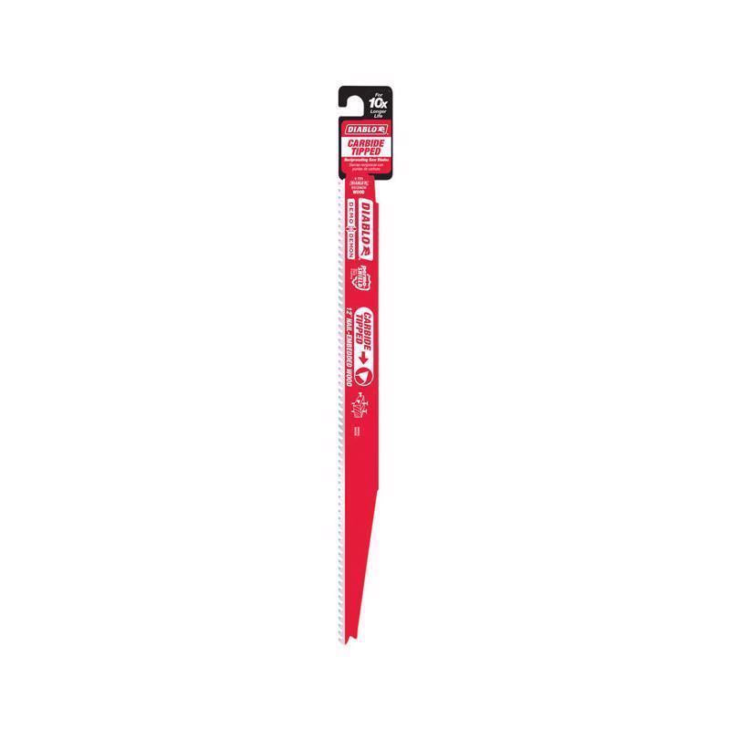 Diablo Demo Demon 12 in. Carbide Tipped Nail-Embedded Wood Reciprocating Saw Blade 5/7 TPI