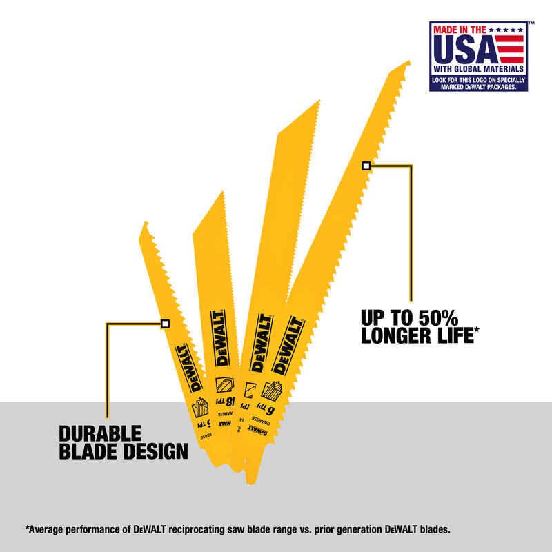 DeWalt Bi-Metal Reciprocating Saw Blade Set Multi TPI 10 pk