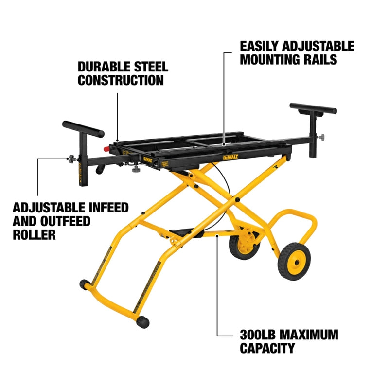 DeWalt Metal 98 in. L X 32-1/2 in. H X 59.5 in. W Miter Saw Stand Yellow