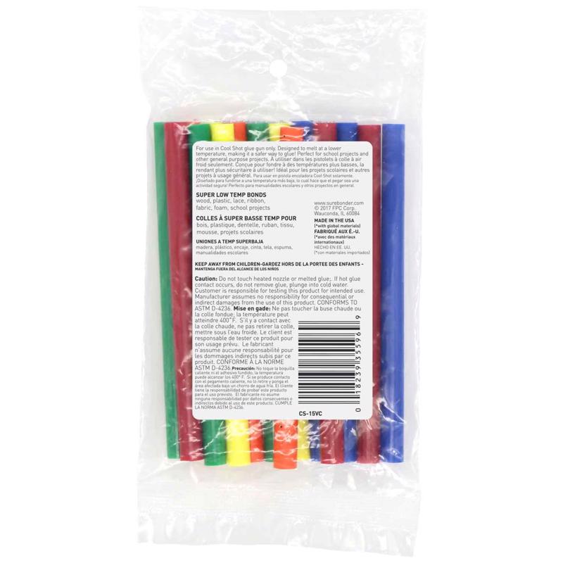 Surebonder 0.3 in. D X 4 in. L Cool Shot Mini Glue Sticks Assorted Colors 15 pk