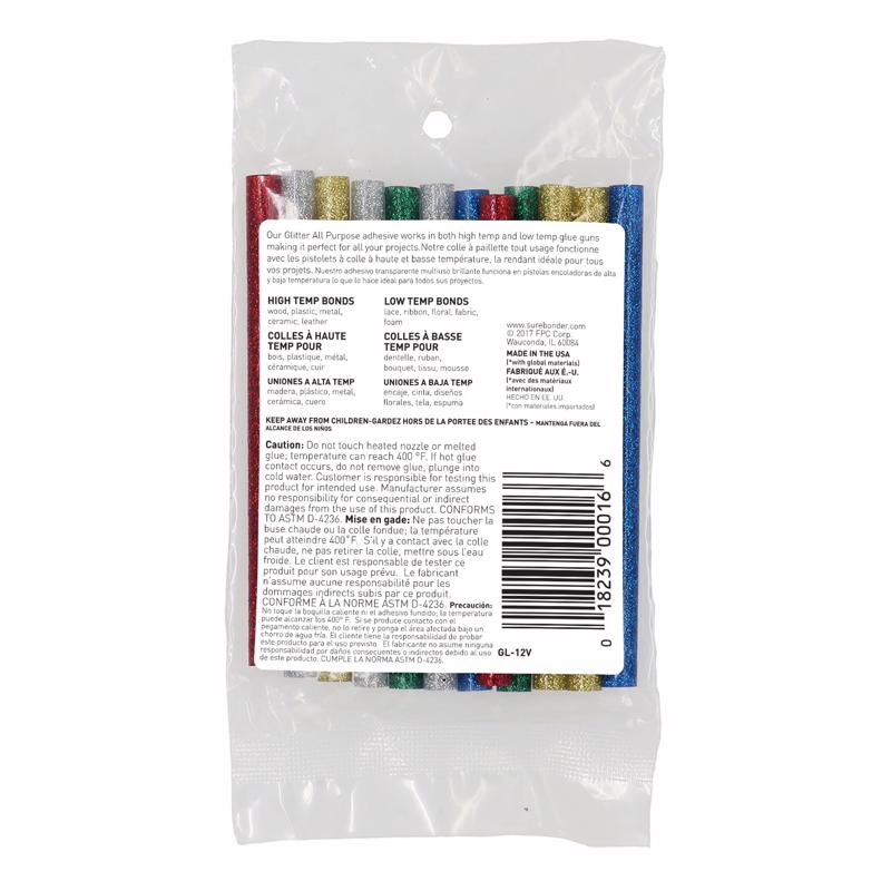 Surebonder 0.3 in. D X 4 in. L Glitter Glue Sticks Assorted Colors 12 pk