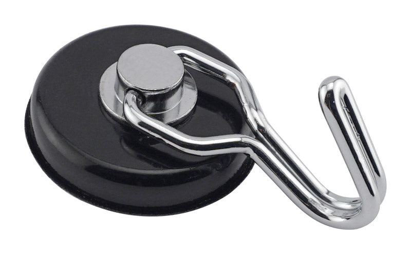 Magnet Source .29 in. L X 1.5 in. W Black Rotating Magnetic Hook 65 lb. pull