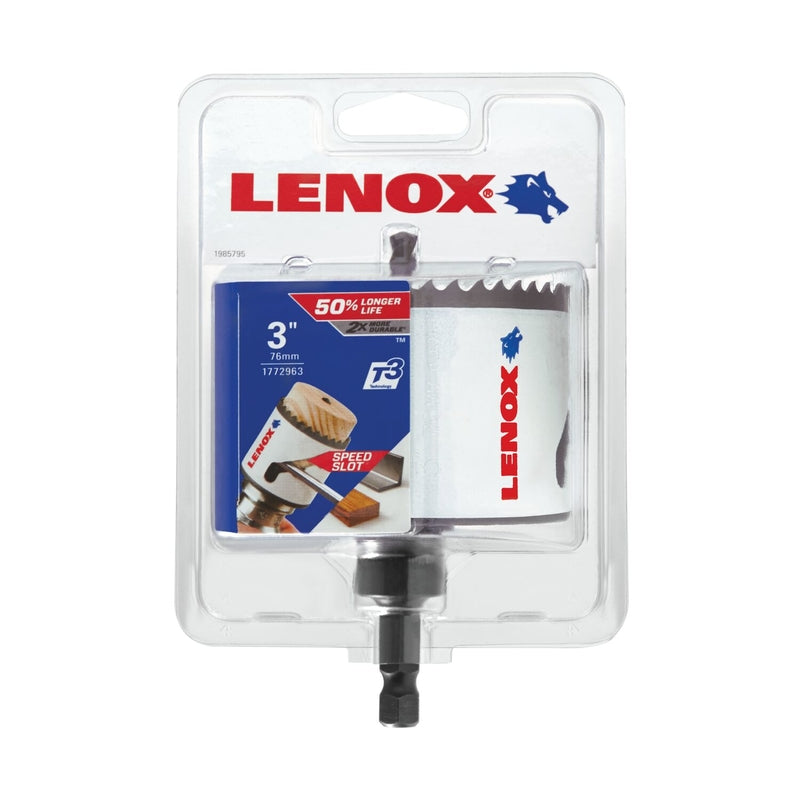 LENOX Speed Slot 3 in. Bi-Metal 1.5 in. L Hole Saw Arbor Included