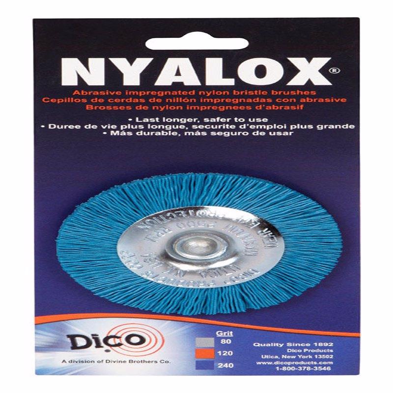 Dico Nyalox 3 in. Fine Crimped Mandrel Mounted Wheel Brush Nylon 2500 rpm