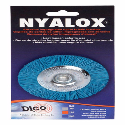 Dico Nyalox 3 in. Fine Crimped Mandrel Mounted Wheel Brush Nylon 2500 rpm