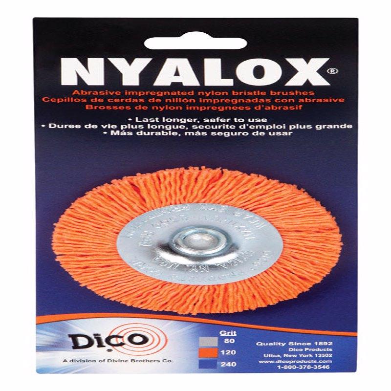 Dico Nyalok 3 in. Medium Crimped Mandrel Mounted Wheel Brush Nylon 2500 rpm