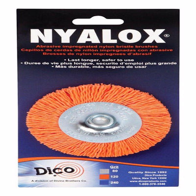 Dico Nyalok 3 in. Medium Crimped Mandrel Mounted Wheel Brush Nylon 2500 rpm