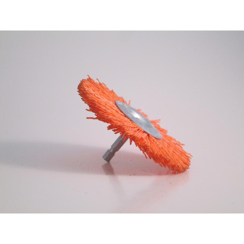 Dico Nyalok 3 in. Medium Crimped Mandrel Mounted Wheel Brush Nylon 2500 rpm