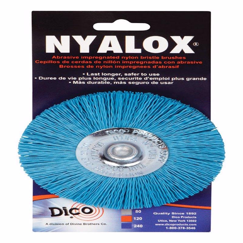 Dico Nyalox 4 in. Fine Crimped Mandrel Mounted Wheel Brush Nylon 2500 rpm
