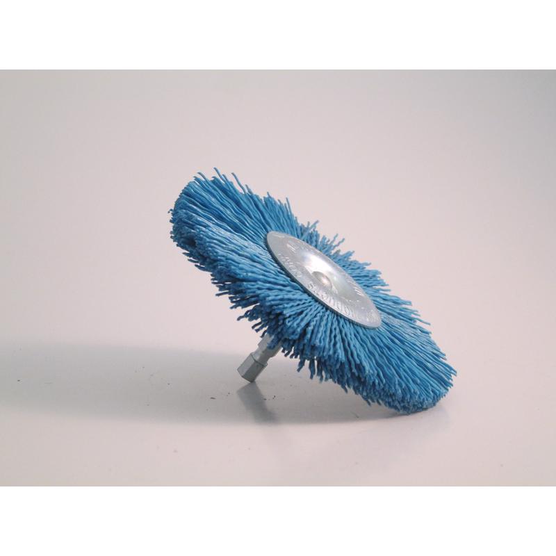 Dico Nyalox 4 in. Fine Crimped Mandrel Mounted Wheel Brush Nylon 2500 rpm